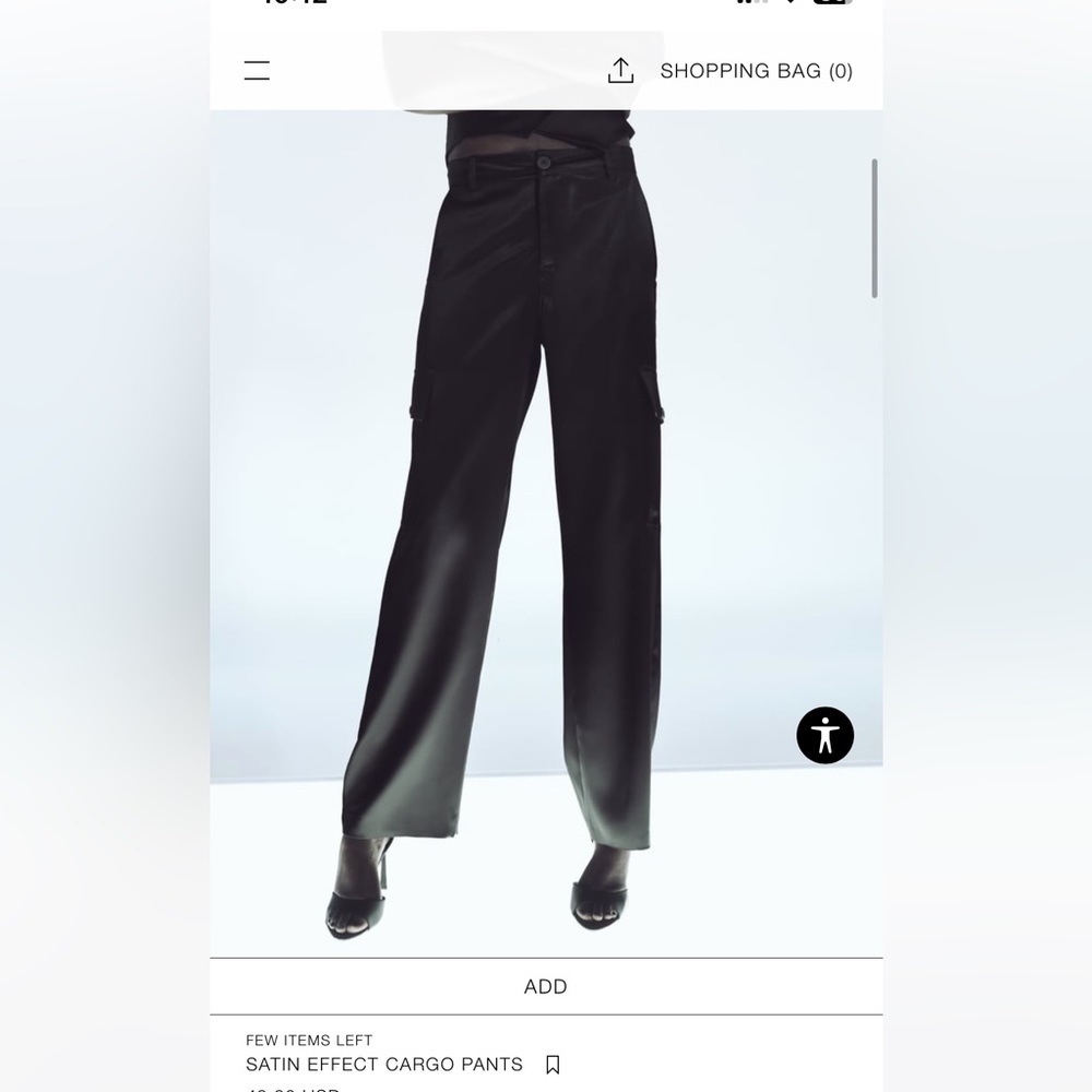 Zara Satin Effect Cargo Pant